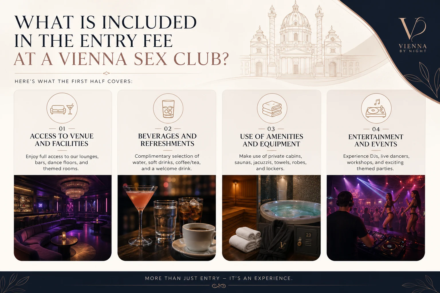 What Is Included in the Entry Fee at a Vienna Sex Club? infographic