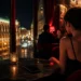 Phone lying face down on an elegant bar table in a dimly lit Vienna venue